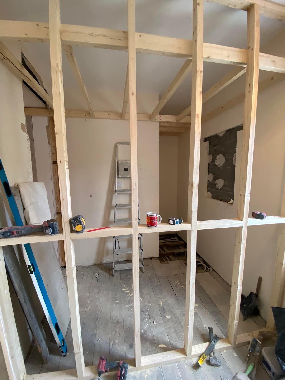 Internal stud framing during a Skipton renovation